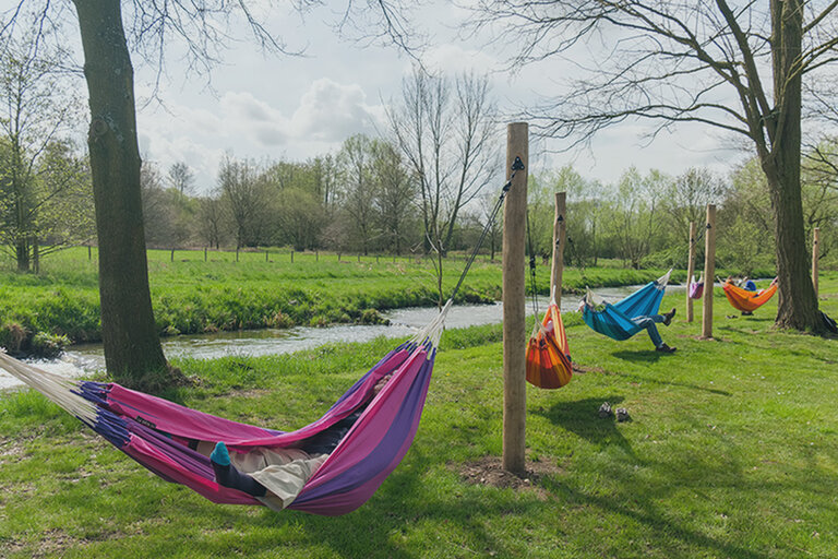 Hangmatten in de natuur aan de Luysmolen in Bocholt