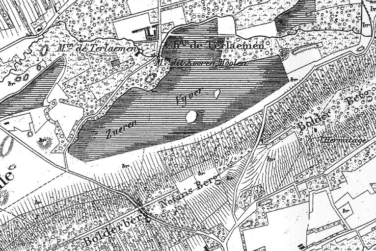 De kaart van Vandermaelen waarop de vermelding Zaerenvijver in Heusden-Zolder staat