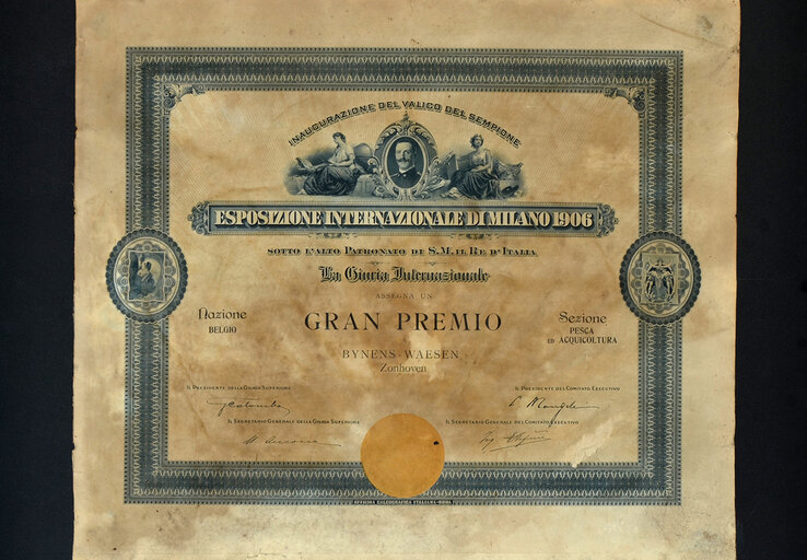 Certificaat van de tentoonstelling in Milaan in 1906